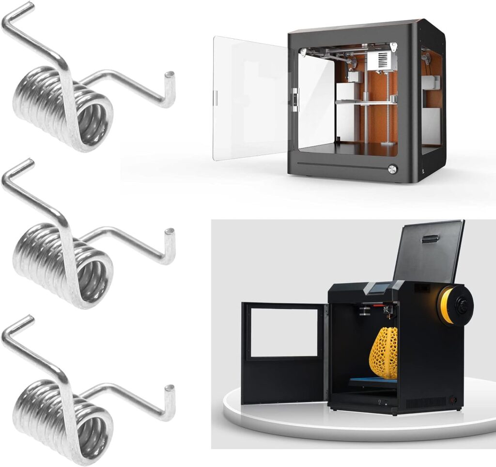 Torsion springs shown beside 3D printers, a timing belt tensioner application (Zigoal)