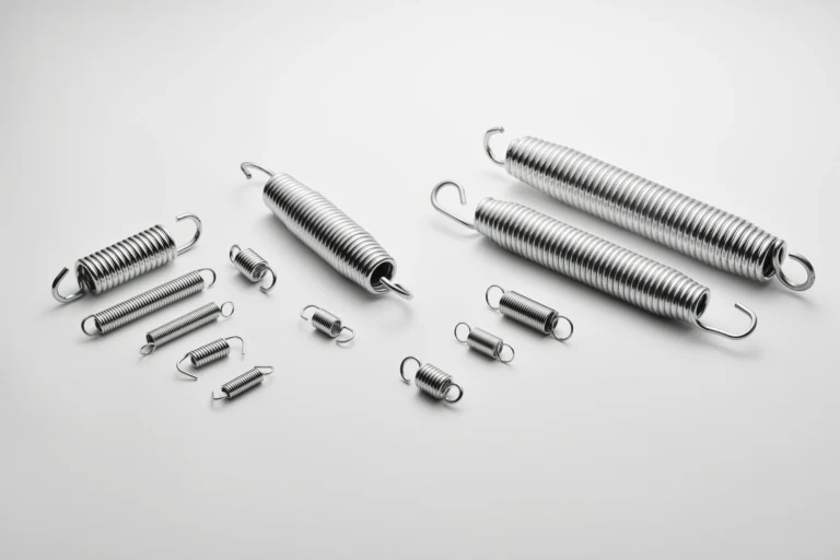 Collection of custom extension springs in assorted lengths and hook styles (Zigoal)