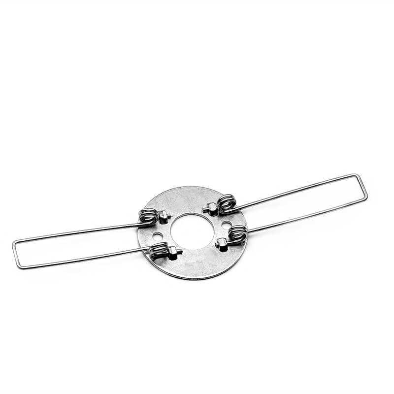 Flat spring clip assembly with round plate and wire loops (Zigoal)