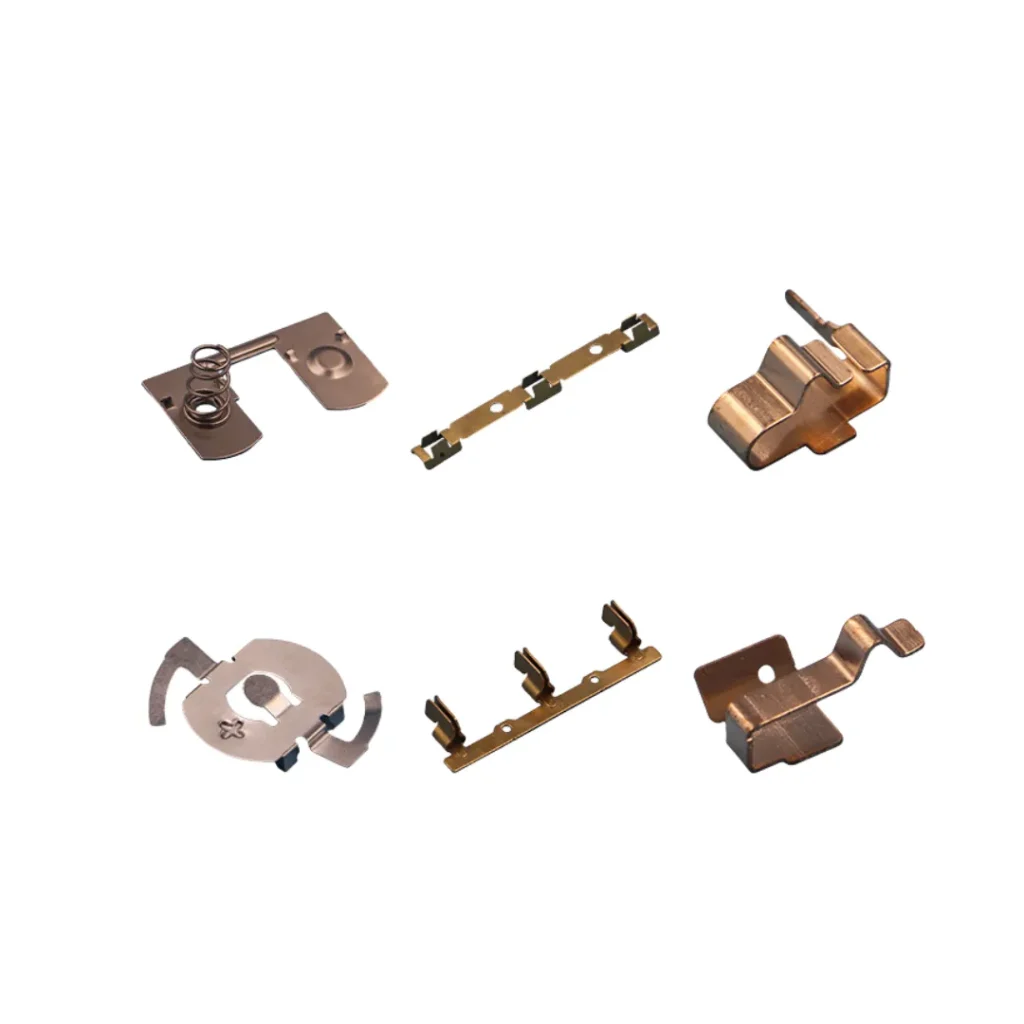 Small stamped metal contacts and terminals in copper and brass tones (Zigoal)