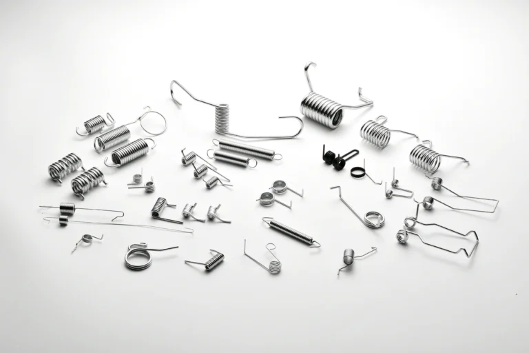 Range of custom torsion springs with various leg shapes and wire sizes (Zigoal)