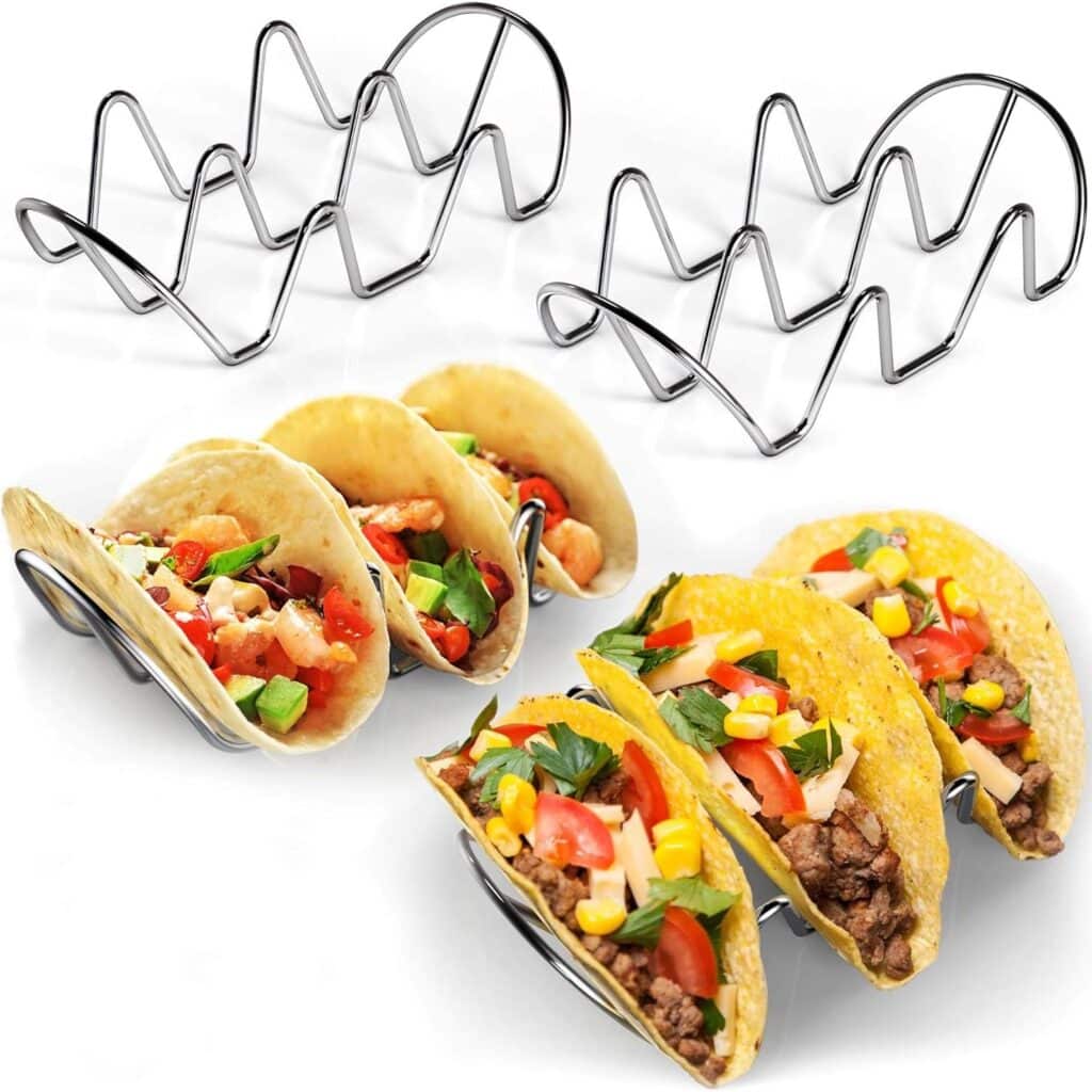 Wire rack holders holding tacos, a food service wire form (Zigoal)