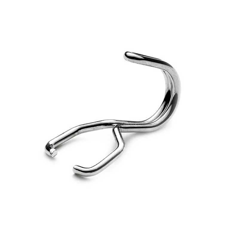 Metal hanger wire form with curved hook and split legs (Zigoal)