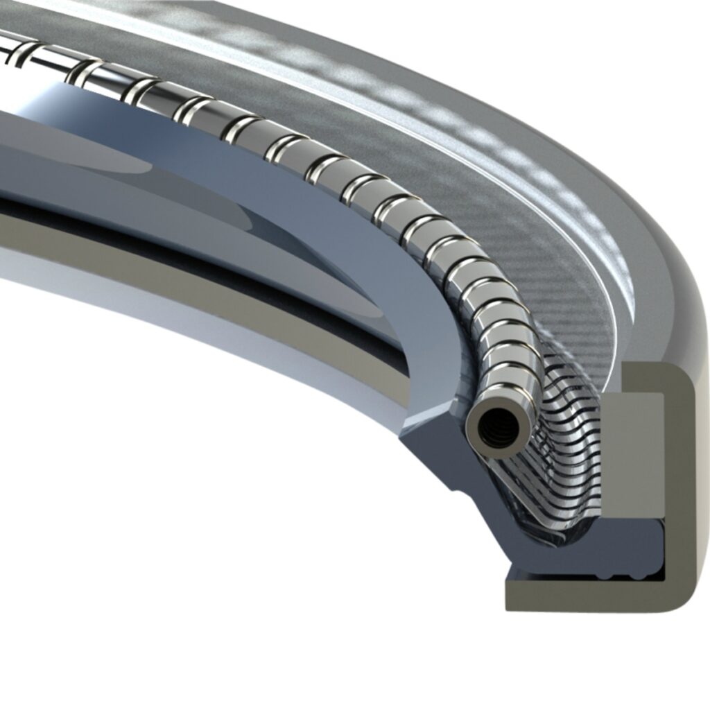 Custom Compression Springs 22 Cutaway of a seal ring with an embedded coil spring, an application for tapered springs (Zigoal)
