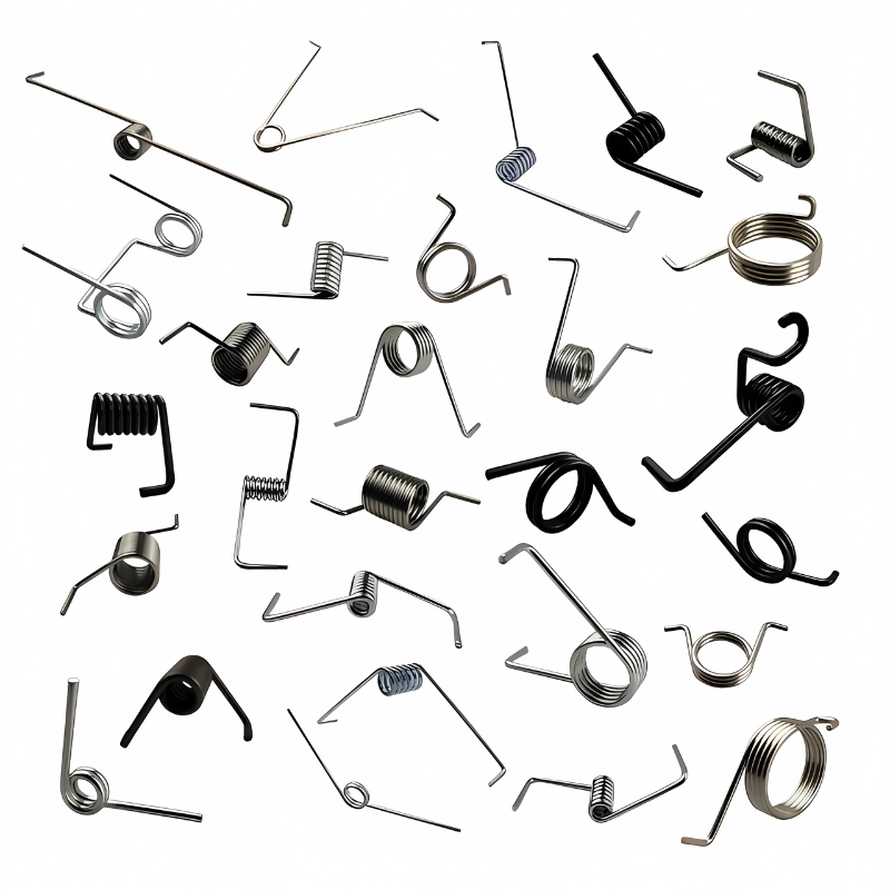 Torsion spring types laid out, including single, double and special leg forms (Zigoal)